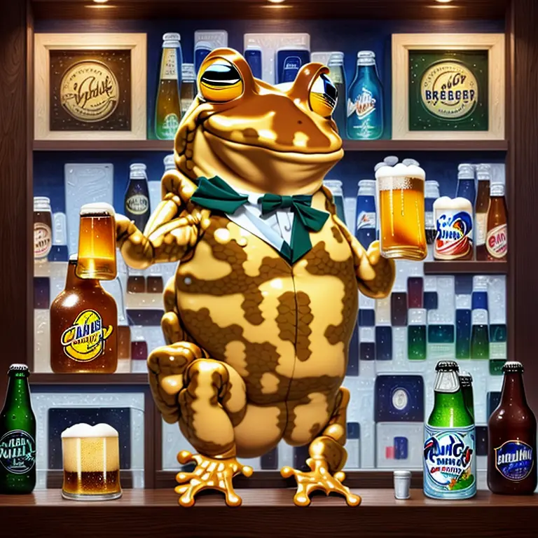 QR Code Golden Frog Drinking Beer