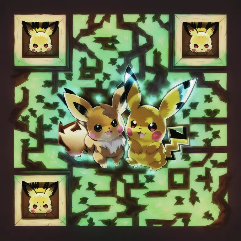 QR Code Eevee and Pikachu Pokemon