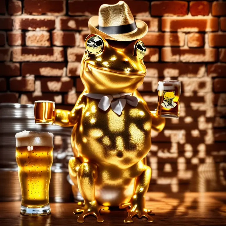 Golden frog drinking beer QR Code