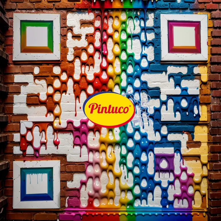 A QR Code of a brick wall with colored paint dripping down